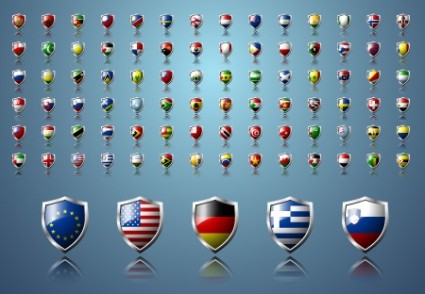 Vector escudos de bandera del país