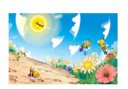 vector phim hoạt hình dễ thương con ong