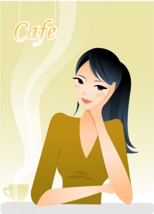 garota de vetor, bebendo café