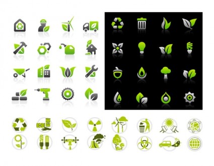 zestaw ikon wektor zielony