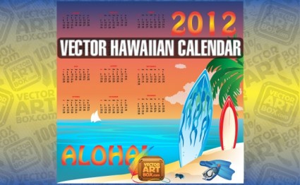 calendrier hawaïen de vecteur