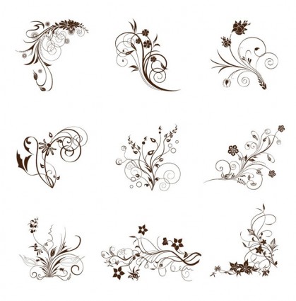 Vektor-Illustration-Satz von Schnörkeln florale Dekorelemente wirbelnden