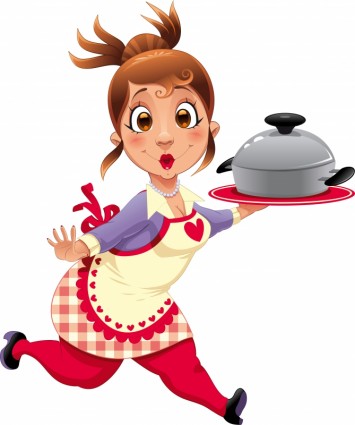 Vector de la imagen de dibujos animados chef y camareros