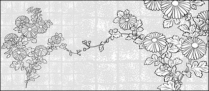 gambar garis vektor latar belakang bunga Krisan