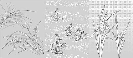 Vector Line Drawing Of Flowers Flowers And Grass
