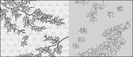 Vektor-Strichzeichnung von Blumen-Ahornblatt