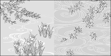 رسم خط متجه من الزهور المياه القزحية
