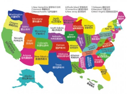 mappa vettoriale di tutti gli Stati Uniti