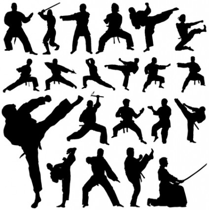 Vector siluetas de artes marciales