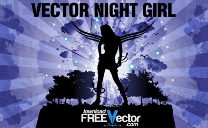 chica de noche Vector