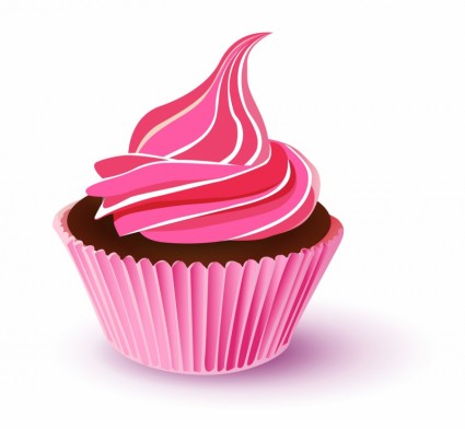 vektor merah muda cupcake
