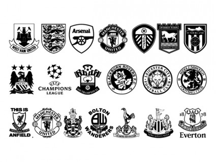 vector thiết của các biểu tượng màu đen và trắng với câu lạc bộ bóng đá nó im không chắc chắn