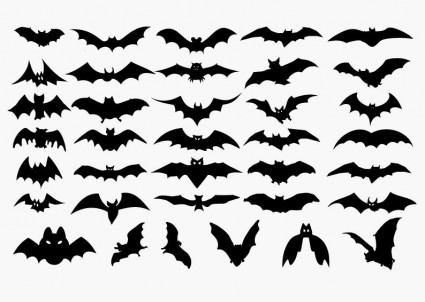 Vector Set Of Halloween Bat Silhouette