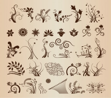 Vector set di elementi ornamentali floreali di vector design