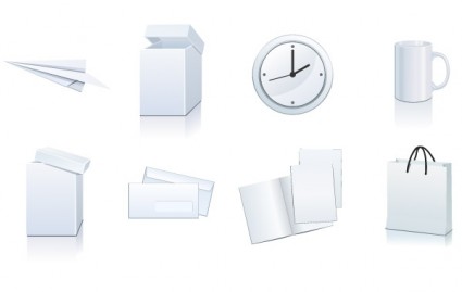 向量設置的白色紙張的包裝和文具元素