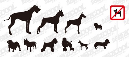 silhouette vettoriali di una varietà di materiale di cane