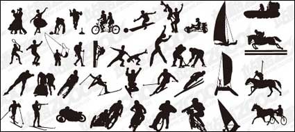 silhouettes เวกเตอร์ของการดำเนินการกีฬาต่าง ๆ
