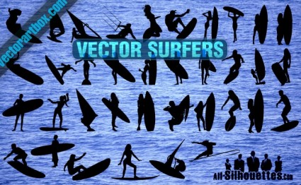 vector clipart de surfeurs