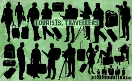 vector silhouettes de voyageurs touristes