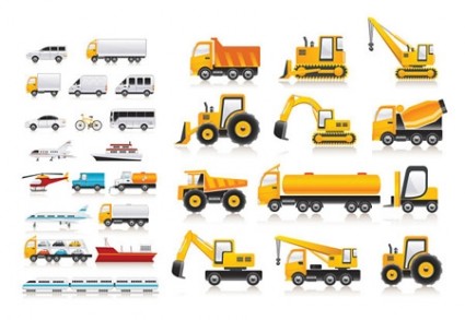 Vector iconos de vehículo de transporte