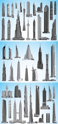 Vector mundo famoso rascacielos edificios