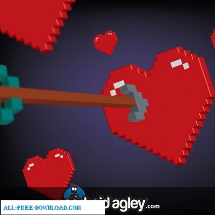 vectord pixel corazón y flecha