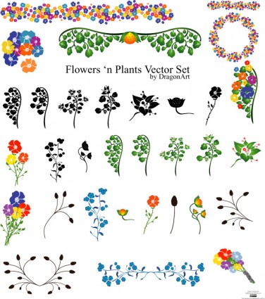 conjunto de vectores flores