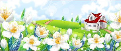 Vila na wzgórzu trawa biały kwiat
