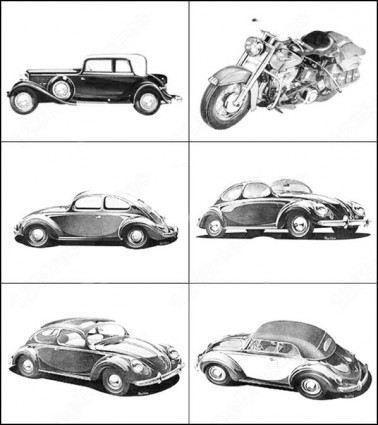 Mobil-mobil vintage dan sikat Sepeda