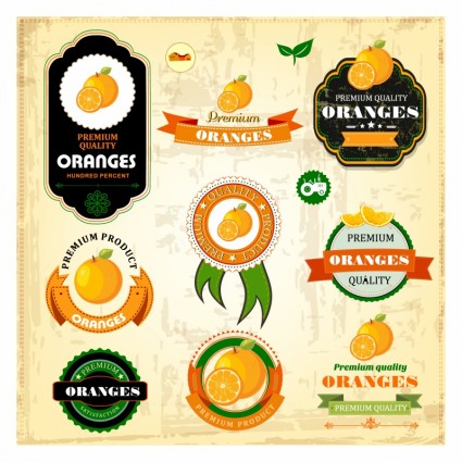 etiqueta de la cosecha de naranjas