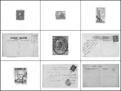 brosse de timbres et de cartes postales Vintage