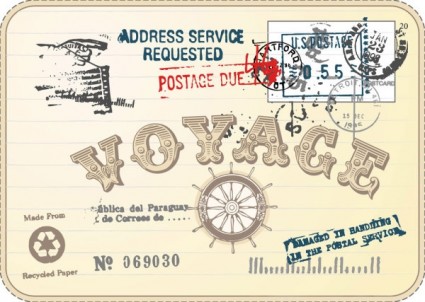Vintage cartes postales et timbres le vecteur