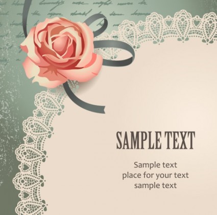 vektor template kartu mawar vintage teks