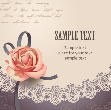vektor template kartu mawar vintage teks