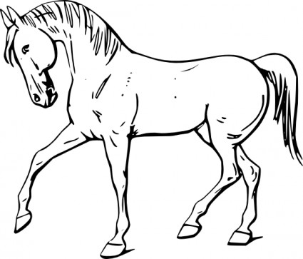 clipart de Walking horse contour