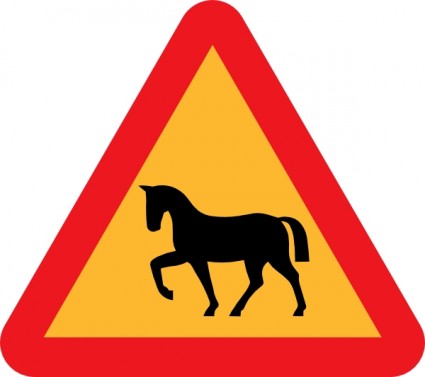 AVERTISSEMENT chevaux route signe clipart