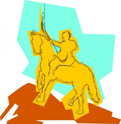Guerrero en un clip art de caballo