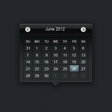 Web kalendarza psd warstwowe