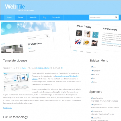 azulejo de la plantilla de Web
