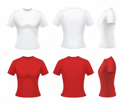 tshirts สีขาว และสีแดง