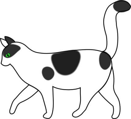 白猫歩行のクリップアート