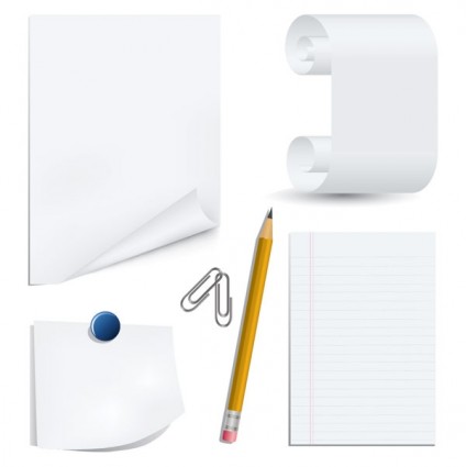 White-Paper Clip und Bleistift-ClipArt