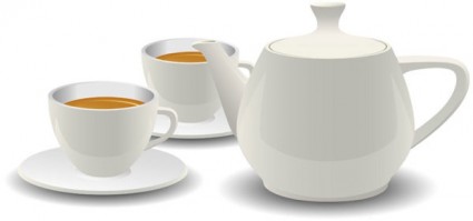 白い磁器紅茶セット ベクトル