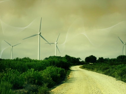 Wind turbines wallpaper photo manipulée nature