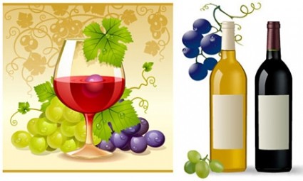 vectores de vinos y uvas