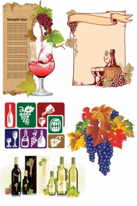 vector de uvas y vino