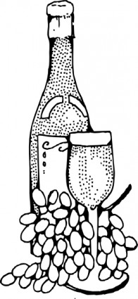 botella de vino y vidrio clip art