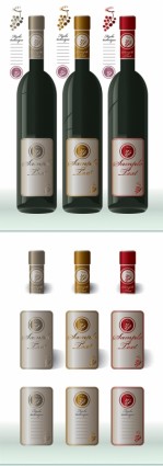 Wine Bottles And Bottle Caps Attached Vector