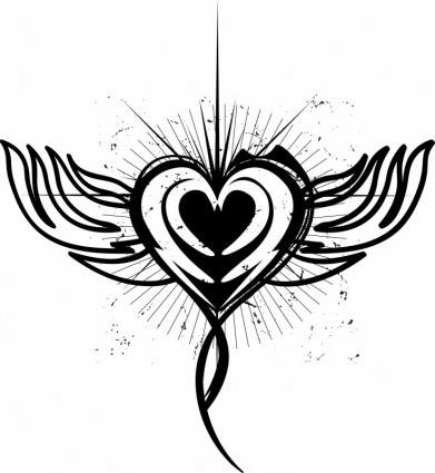 cánh trái tim tattoo