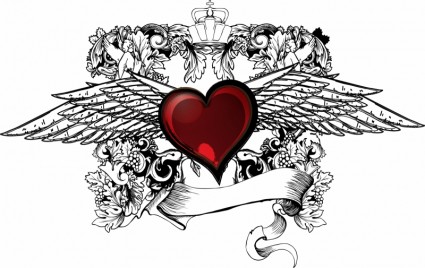ailes coeur avec tatouage de défilement